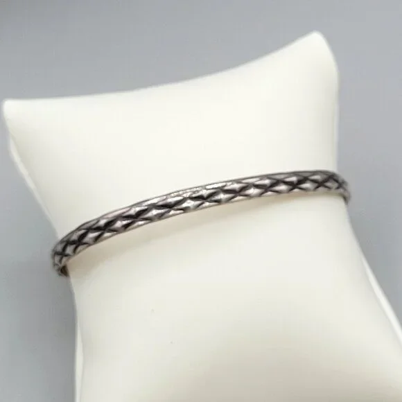 Taxco Mexican Sterling Silver 925 Diamond Pattern Cuff Bracelet Unisex - Picture 3 of 8